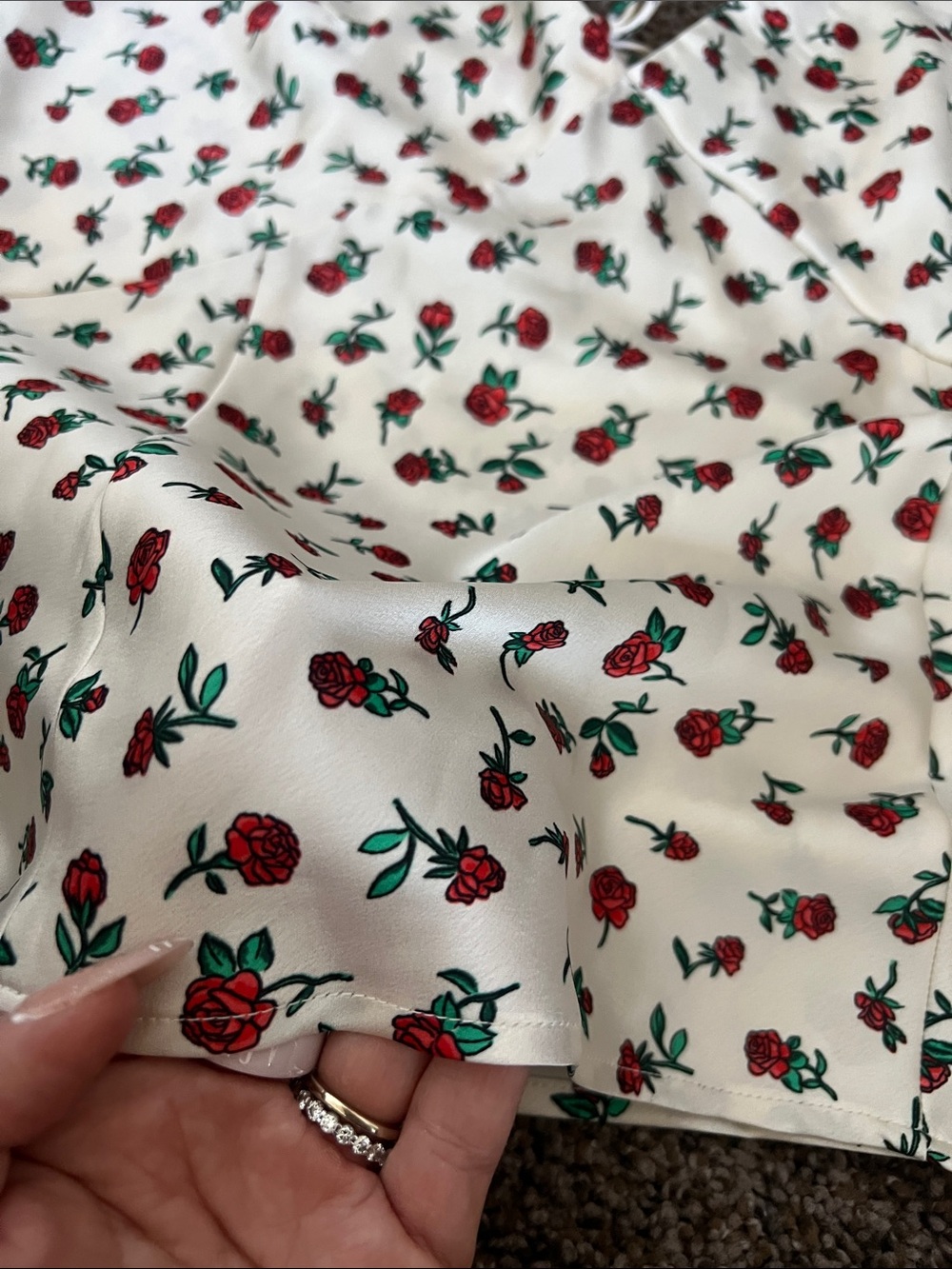 a new day White Cami Top with Red Rose Print - Picture 4 of 8